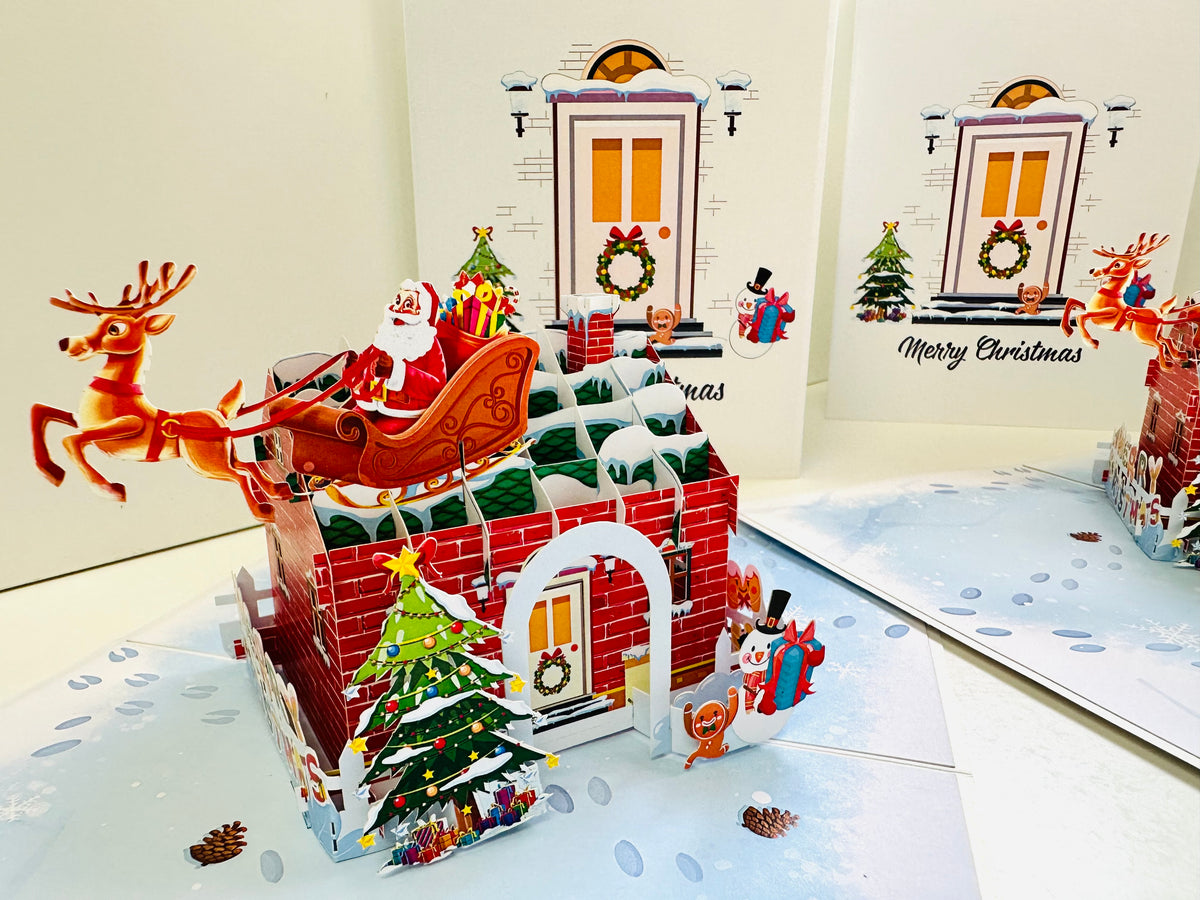 Merry Christmas House Origami Pop Cards 3D Pop Up Greeting Card Merry Christmas Thank You Handmade Best Wishes Blank Card Gift Happy Holidays Celebrate the Special Day Moment with Family and Friends