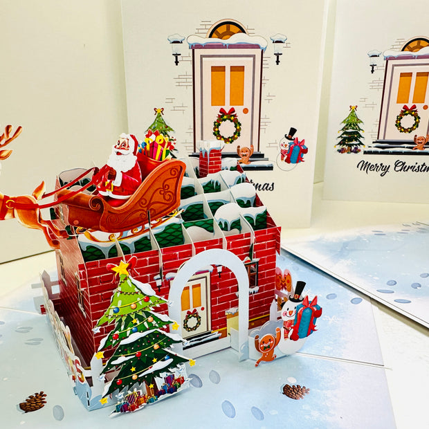 Merry Christmas House Origami Pop Cards 3D Pop Up Greeting Card Merry Christmas Thank You Handmade Best Wishes Blank Card Gift Happy Holidays Celebrate the Special Day Moment with Family and Friends