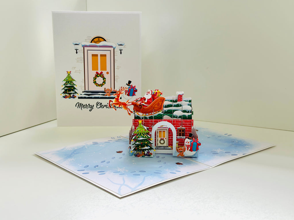 Merry Christmas House Origami Pop Cards 3D Pop Up Greeting Card Merry Christmas Thank You Handmade Best Wishes Blank Card Gift Happy Holidays Celebrate the Special Day Moment with Family and Friends