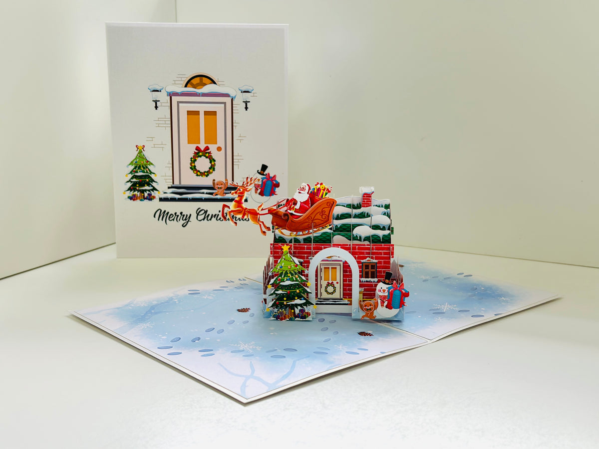 Merry Christmas House Origami Pop Cards 3D Pop Up Greeting Card Merry Christmas Thank You Handmade Best Wishes Blank Card Gift Happy Holidays Celebrate the Special Day Moment with Family and Friends