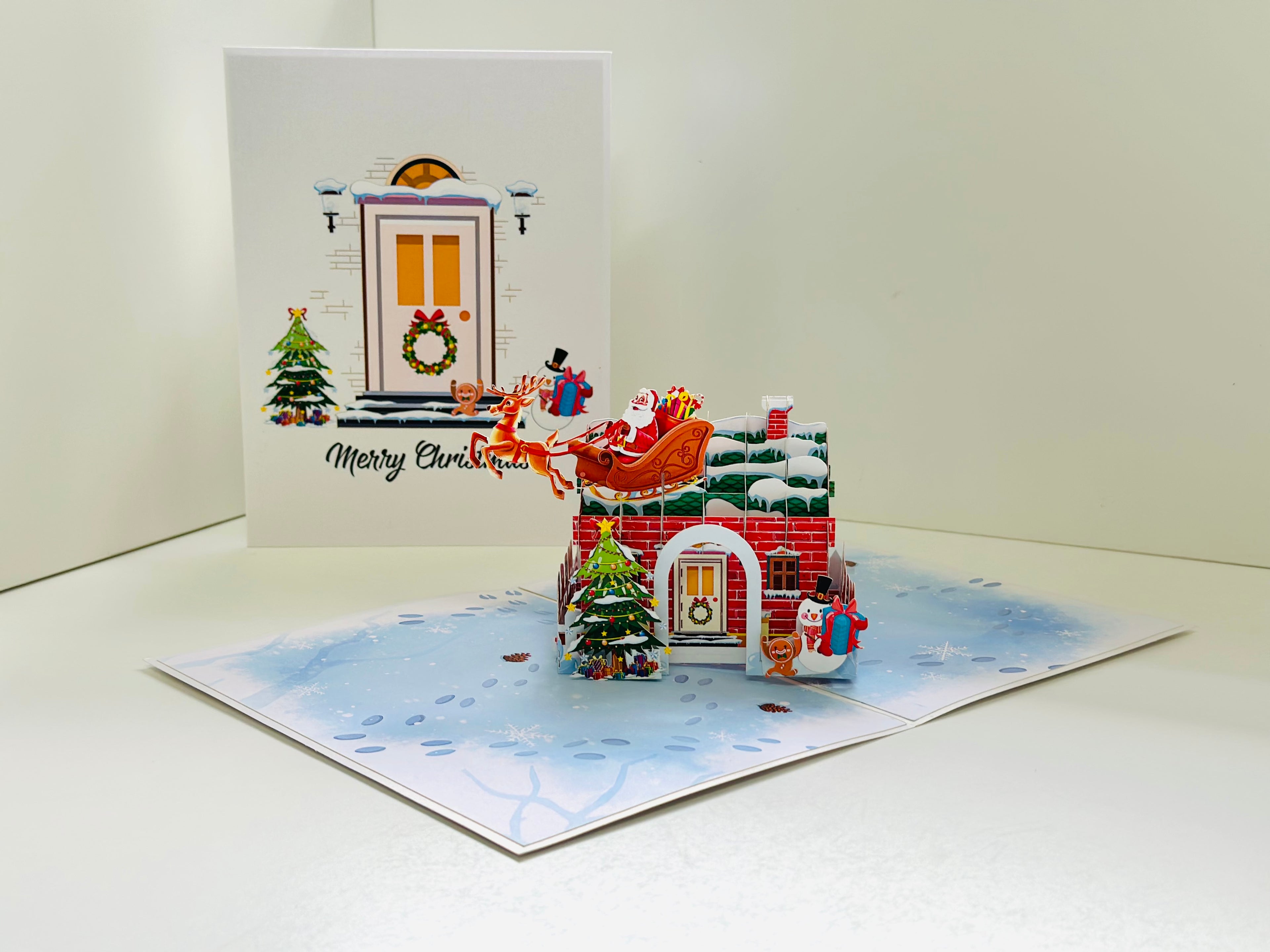 Merry Christmas House Origami Pop Cards 3D Pop Up Greeting Card Merry Christmas Thank You Handmade Best Wishes Blank Card Gift Happy Holidays Celebrate the Special Day Moment with Family and Friends