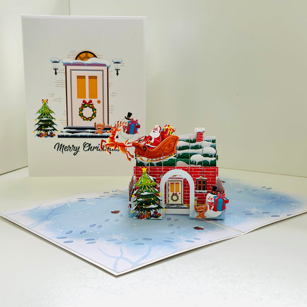 Merry Christmas House Origami Pop Cards 3D Pop Up Greeting Card Merry Christmas Thank You Handmade Best Wishes Blank Card Gift Happy Holidays Celebrate the Special Day Moment with Family and Friends