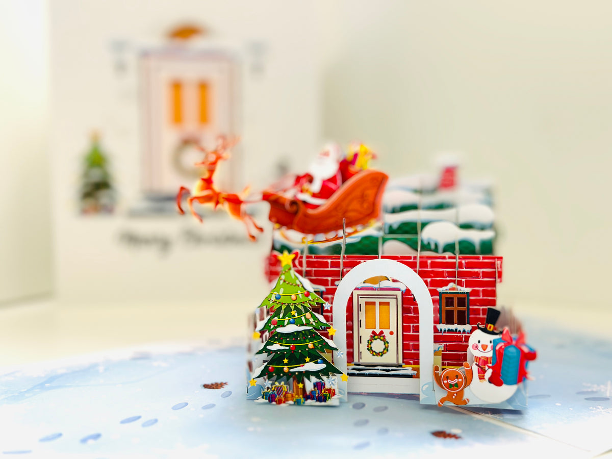 Merry Christmas House Origami Pop Cards 3D Pop Up Greeting Card Merry Christmas Thank You Handmade Best Wishes Blank Card Gift Happy Holidays Celebrate the Special Day Moment with Family and Friends