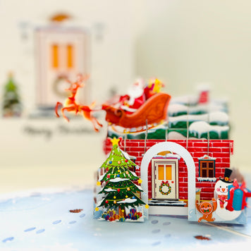 Merry Christmas House Origami Pop Cards 3D Pop Up Greeting Card Merry Christmas Thank You Handmade Best Wishes Blank Card Gift Happy Holidays Celebrate the Special Day Moment with Family and Friends