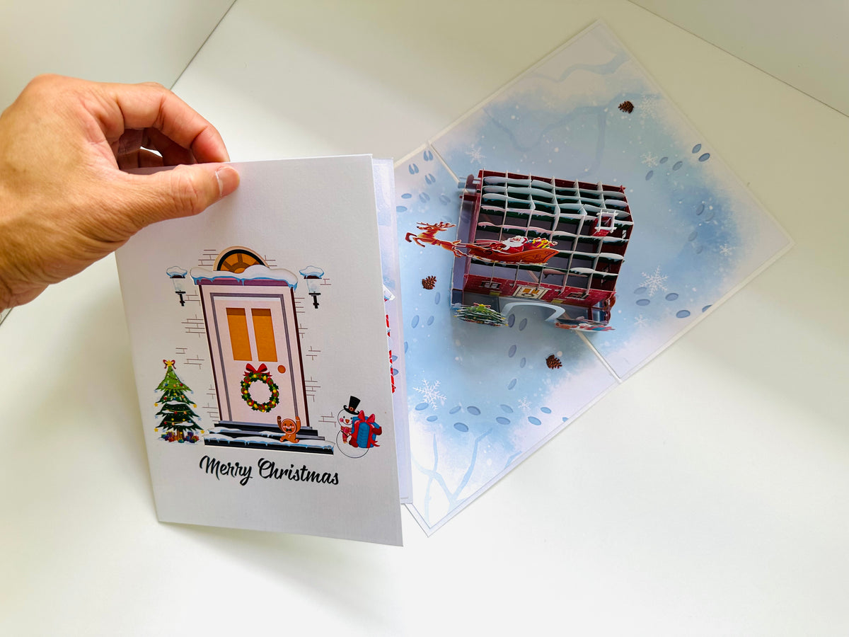 Merry Christmas House Origami Pop Cards 3D Pop Up Greeting Card Merry Christmas Thank You Handmade Best Wishes Blank Card Gift Happy Holidays Celebrate the Special Day Moment with Family and Friends