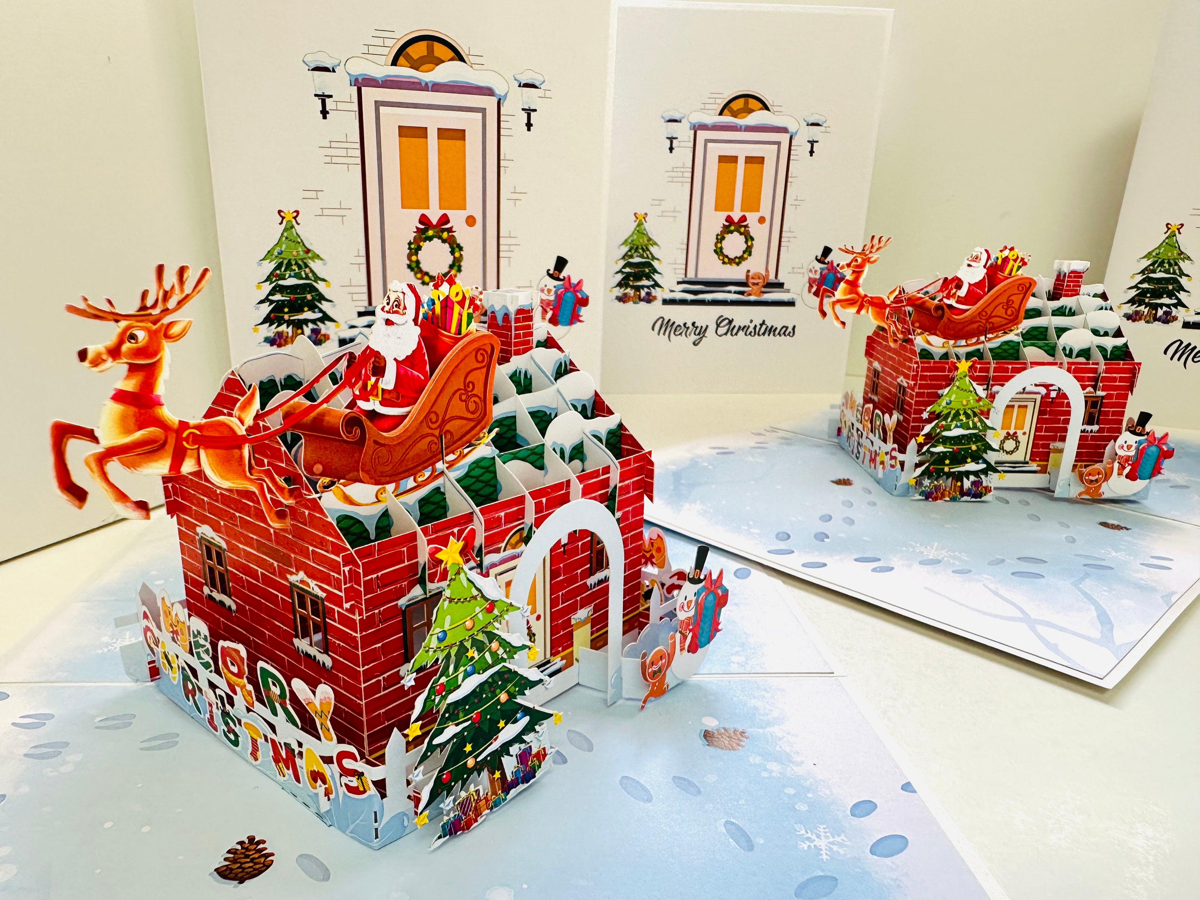 Merry Christmas House Origami Pop Cards 3D Pop Up Greeting Card Merry Christmas Thank You Handmade Best Wishes Blank Card Gift Happy Holidays Celebrate the Special Day Moment with Family and Friends