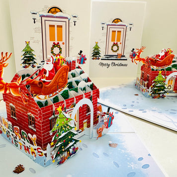 Merry Christmas House Origami Pop Cards 3D Pop Up Greeting Card Merry Christmas Thank You Handmade Best Wishes Blank Card Gift Happy Holidays Celebrate the Special Day Moment with Family and Friends