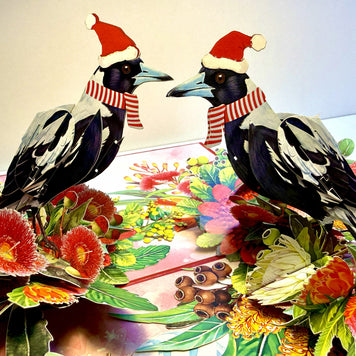 Merry Christmas Pair of Australian Magpies – Perfect Gift for Aussie Bird Lovers Origami Pop Cards 3D Pop Up Greeting Card Merry Christmas Thank You Handmade Best Wishes Gift Happy Holidays Celebrate the Special Day Moment with Family and Friends