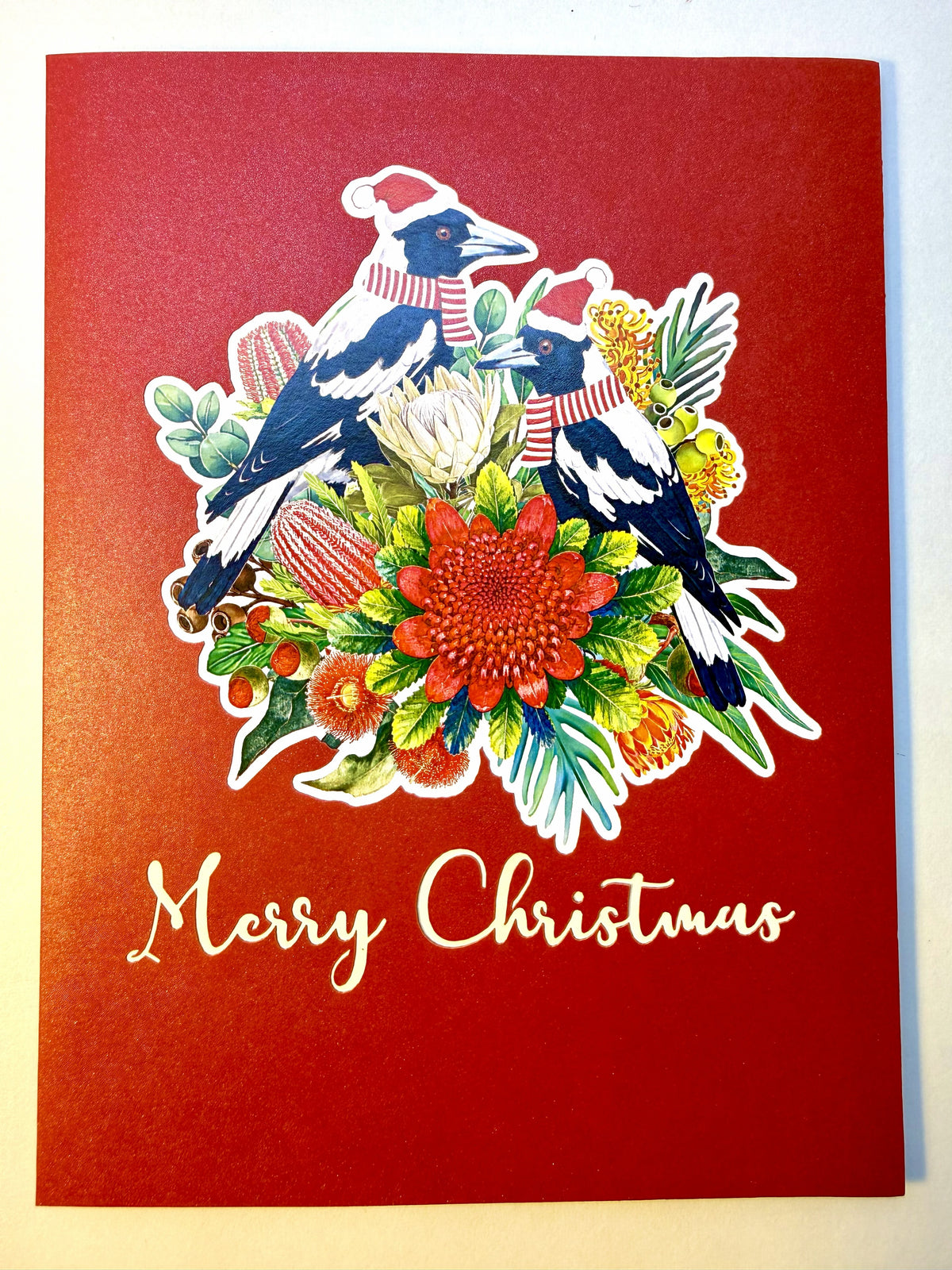 Merry Christmas Pair of Australian Magpies – Perfect Gift for Aussie Bird Lovers Origami Pop Cards 3D Pop Up Greeting Card Merry Christmas Thank You Handmade Best Wishes Gift Happy Holidays Celebrate the Special Day Moment with Family and Friends
