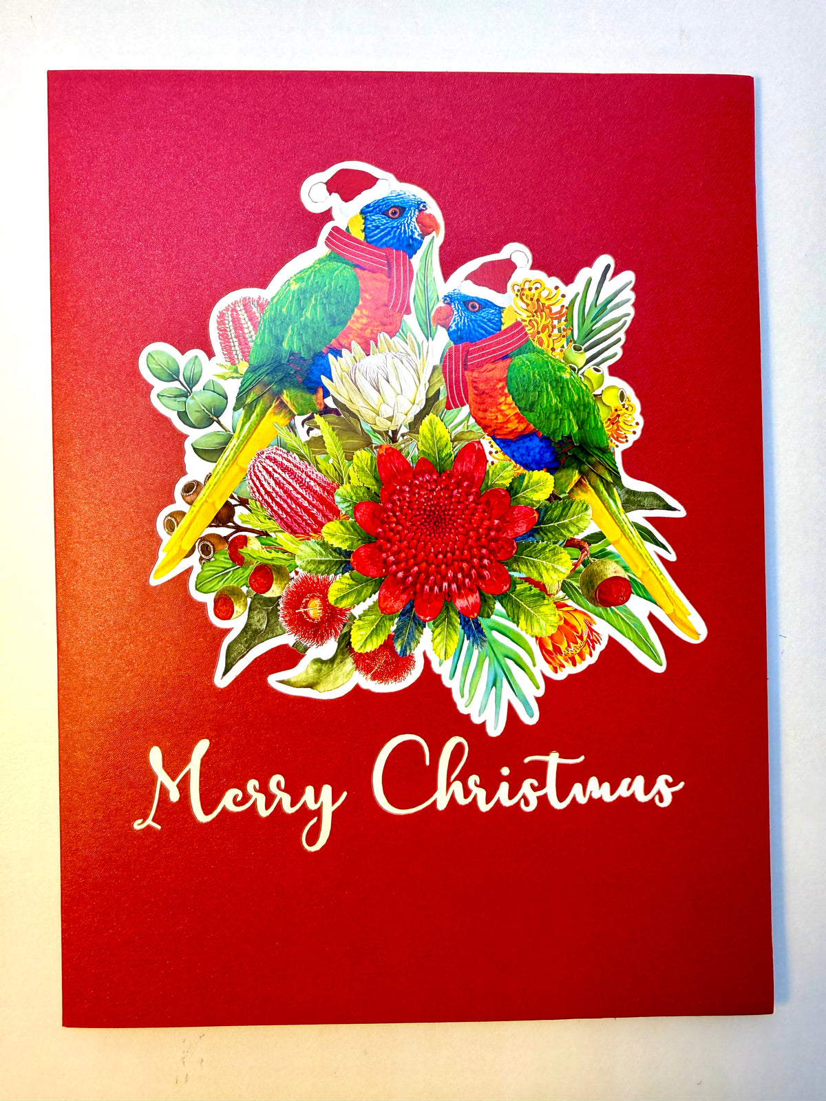 Merry Christmas Pair of Rainbow Lorikeets - Perfect Gift for Aussie Bird Lovers Origami Pop Cards 3D Pop Up Greeting Card Merry Christmas Thank You Handmade Best Wishes Happy Holidays Celebrate the Special Day Moment with Family and Friends