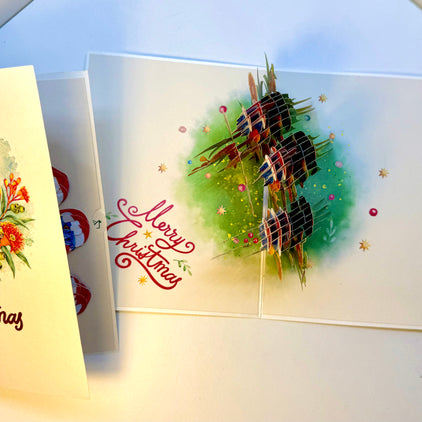 Merry Christmas Rainbow Lorikeet Family - Perfect Gift for Bird Lovers Origami Pop Cards 3D Pop Up Greeting Card Merry Christmas Thank You Handmade Best Wishes Blank Card Gift Happy Holidays Celebrate the Special Day Moment with Family and Friends