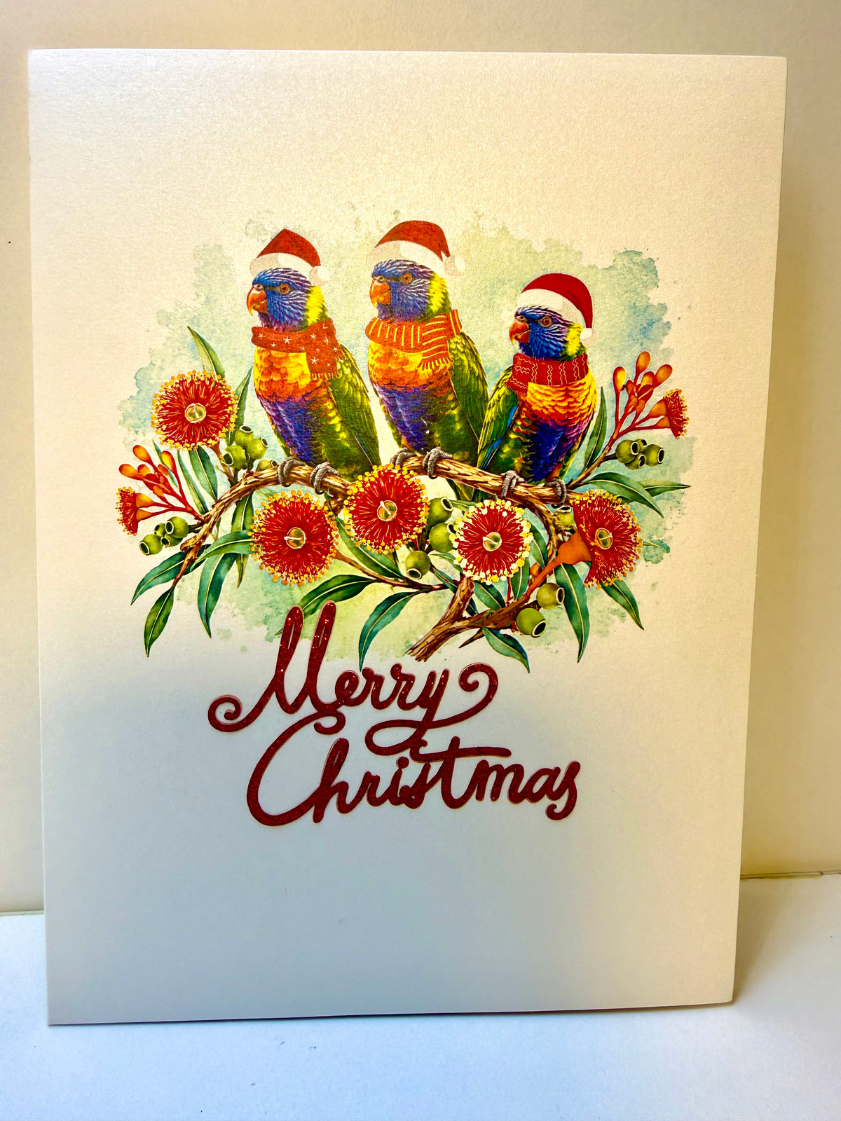Merry Christmas Rainbow Lorikeet Family - Perfect Gift for Bird Lovers Origami Pop Cards 3D Pop Up Greeting Card Merry Christmas Thank You Handmade Best Wishes Blank Card Gift Happy Holidays Celebrate the Special Day Moment with Family and Friends