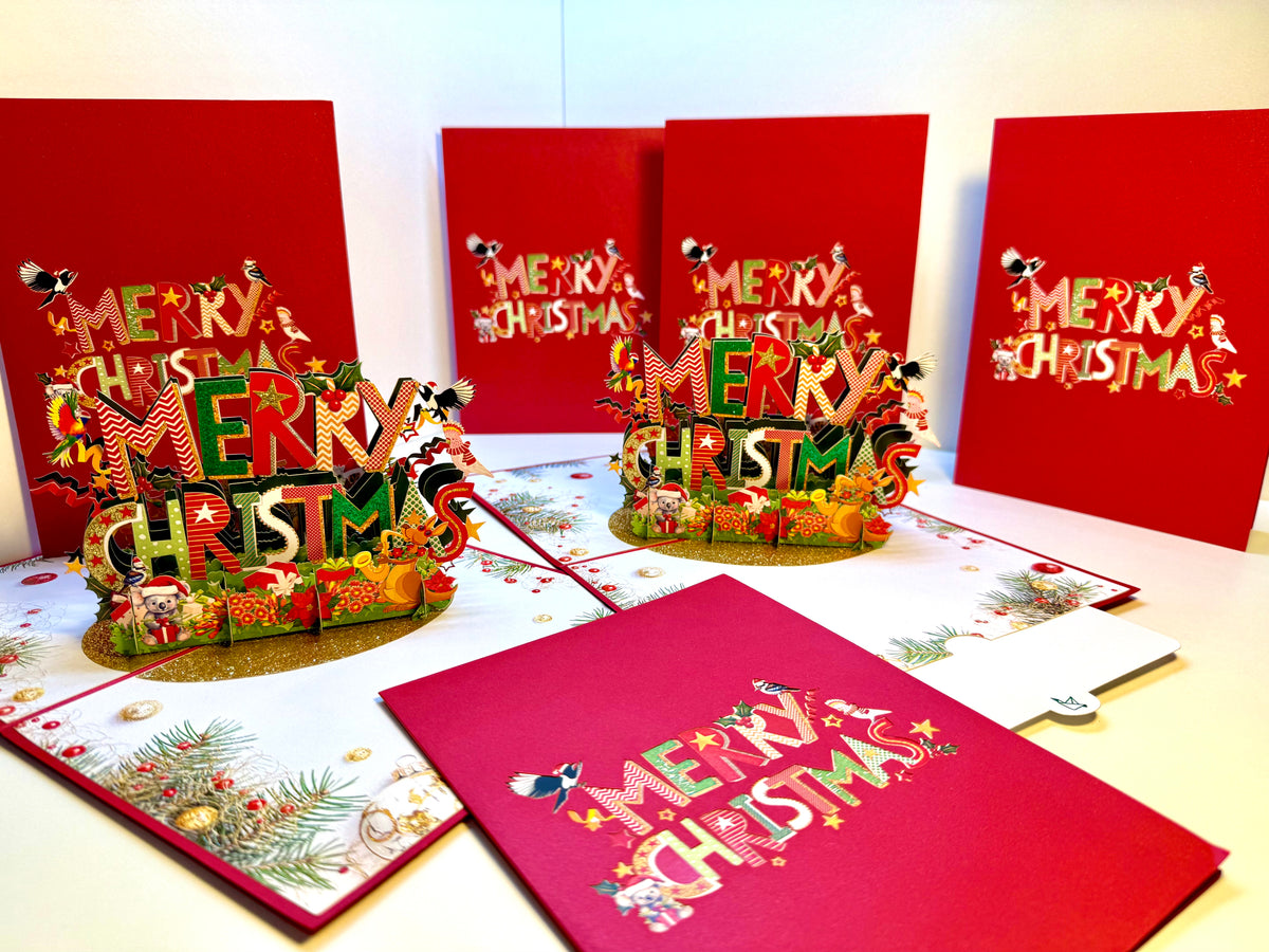 🎄 Merry Christmas with Australian Birds & Animals 🎄 Origami Pop Cards 3D Pop Up Greeting Card Merry Christmas Thank You Handmade Best Wishes Blank Card Gift Happy Holidays Celebrate the Special Day