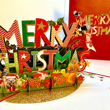 🎄 Merry Christmas with Australian Birds & Animals 🎄 Origami Pop Cards 3D Pop Up Greeting Card Merry Christmas Thank You Handmade Best Wishes Blank Card Gift Happy Holidays Celebrate the Special Day