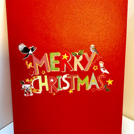 🎄 Merry Christmas with Australian Birds & Animals 🎄 Origami Pop Cards 3D Pop Up Greeting Card Merry Christmas Thank You Handmade Best Wishes Blank Card Gift Happy Holidays Celebrate the Special Day