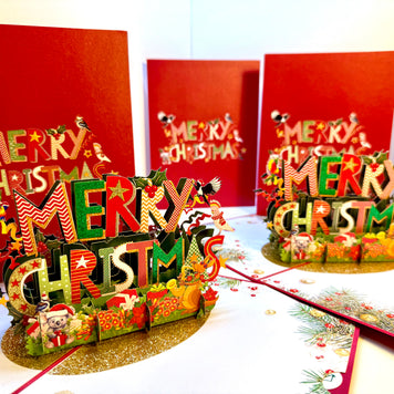 🎄 Merry Christmas with Australian Birds & Animals 🎄 Origami Pop Cards 3D Pop Up Greeting Card Merry Christmas Thank You Handmade Best Wishes Blank Card Gift Happy Holidays Celebrate the Special Day