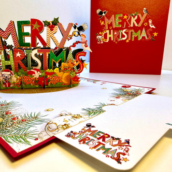 🎄 Merry Christmas with Australian Birds & Animals 🎄 Origami Pop Cards 3D Pop Up Greeting Card Merry Christmas Thank You Handmade Best Wishes Blank Card Gift Happy Holidays Celebrate the Special Day