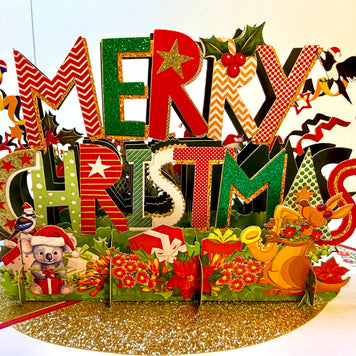 🎄 Merry Christmas with Australian Birds & Animals 🎄 Origami Pop Cards 3D Pop Up Greeting Card Merry Christmas Thank You Handmade Best Wishes Blank Card Gift Happy Holidays Celebrate the Special Day