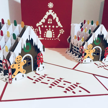 Metallic Christmas Gingerbread House Origami Pop Cards 3D Pop Up Greeting Card Merry Christmas Thank You Handmade Best Wishes Blank Card Gift Happy Holidays Celebrate the Special Day