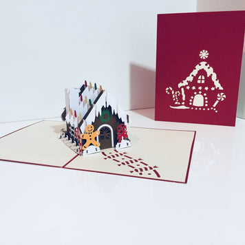 Metallic Christmas Gingerbread House Origami Pop Cards 3D Pop Up Greeting Card Merry Christmas Thank You Handmade Best Wishes Blank Card Gift Happy Holidays Celebrate the Special Day