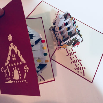 Metallic Christmas Gingerbread House Origami Pop Cards 3D Pop Up Greeting Card Merry Christmas Thank You Handmade Best Wishes Blank Card Gift Happy Holidays Celebrate the Special Day