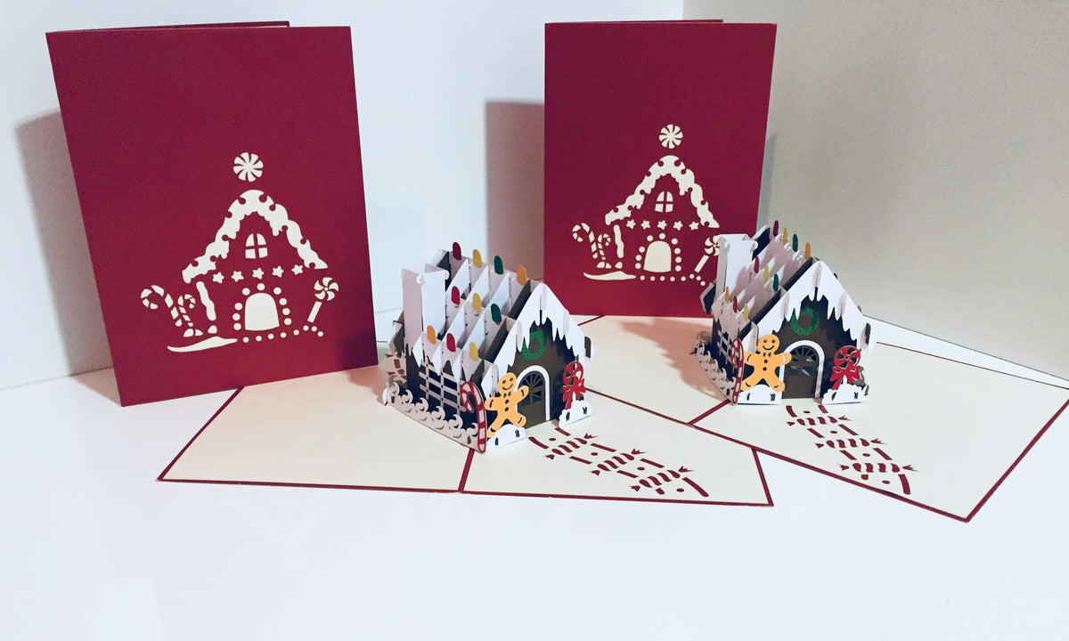 Metallic Christmas Gingerbread House Origami Pop Cards 3D Pop Up Greeting Card Merry Christmas Thank You Handmade Best Wishes Blank Card Gift Happy Holidays Celebrate the Special Day