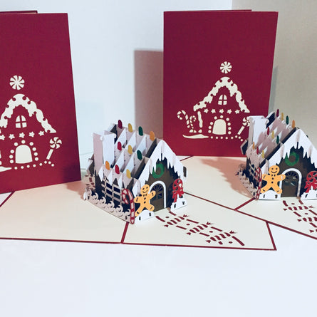 Metallic Christmas Gingerbread House Origami Pop Cards 3D Pop Up Greeting Card Merry Christmas Thank You Handmade Best Wishes Blank Card Gift Happy Holidays Celebrate the Special Day