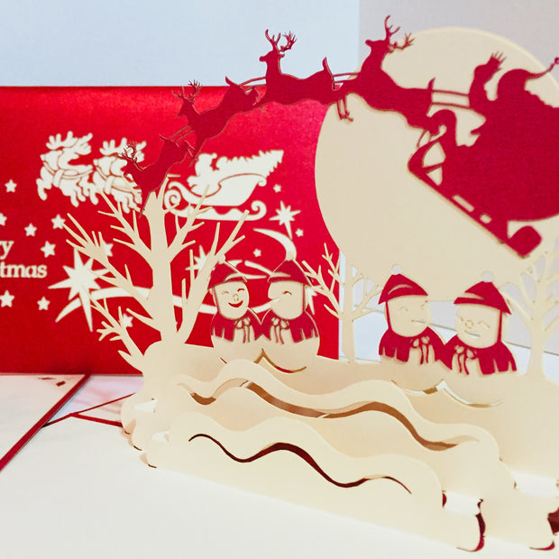 Metallic Christmas Snowmen Origami Pop Cards 3D Pop Up Greeting Card Merry Christmas Thank You Handmade Best Wishes Blank Card Gift Happy Holidays Celebrate the Special Day
