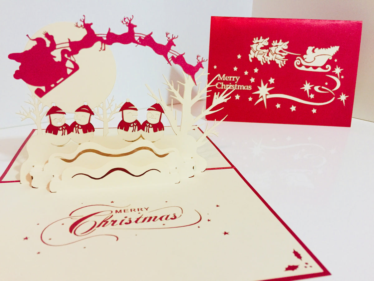 Metallic Christmas Snowmen Origami Pop Cards 3D Pop Up Greeting Card Merry Christmas Thank You Handmade Best Wishes Blank Card Gift Happy Holidays Celebrate the Special Day