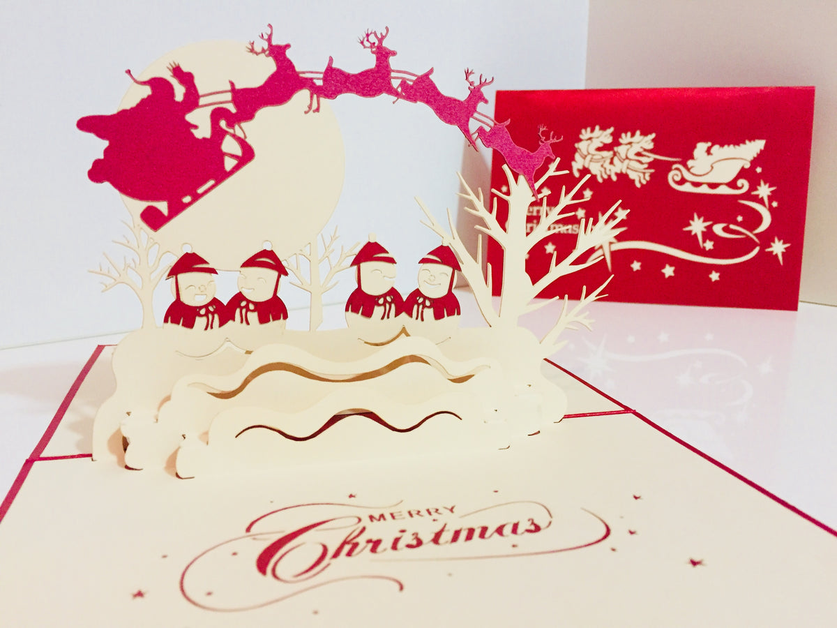 Metallic Christmas Snowmen Origami Pop Cards 3D Pop Up Greeting Card Merry Christmas Thank You Handmade Best Wishes Blank Card Gift Happy Holidays Celebrate the Special Day