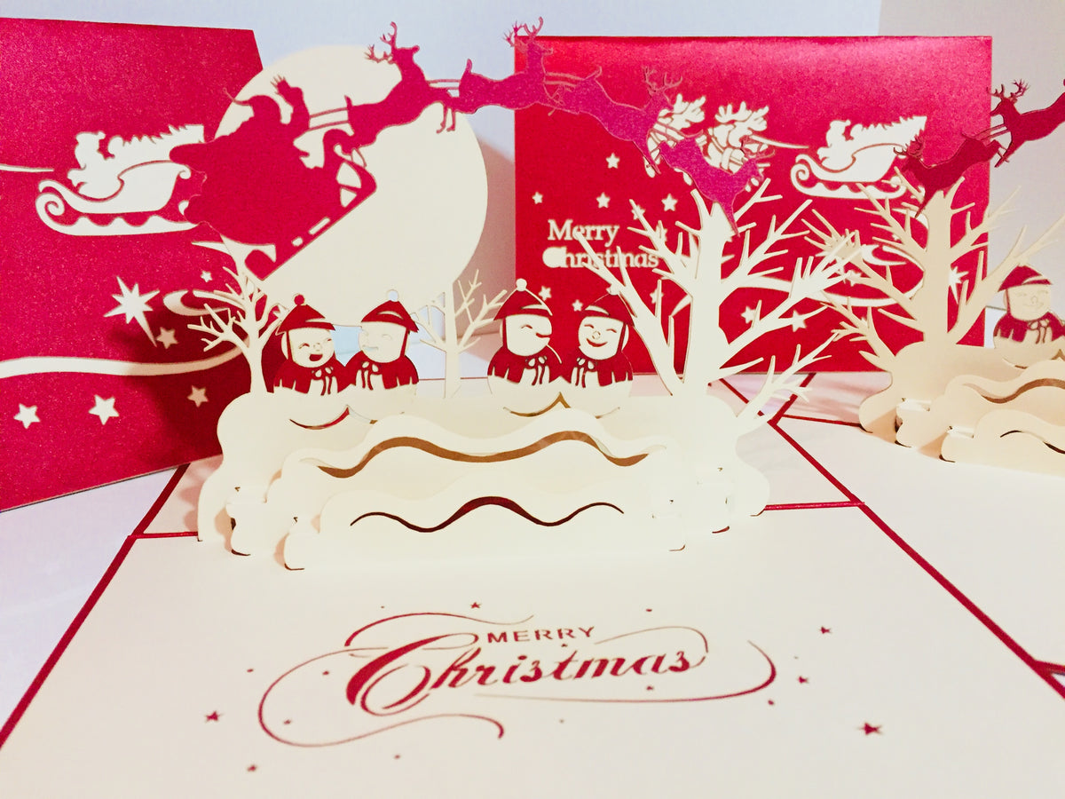 Metallic Christmas Snowmen Origami Pop Cards 3D Pop Up Greeting Card Merry Christmas Thank You Handmade Best Wishes Blank Card Gift Happy Holidays Celebrate the Special Day