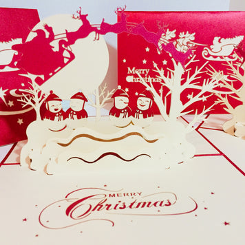 Metallic Christmas Snowmen Origami Pop Cards 3D Pop Up Greeting Card Merry Christmas Thank You Handmade Best Wishes Blank Card Gift Happy Holidays Celebrate the Special Day