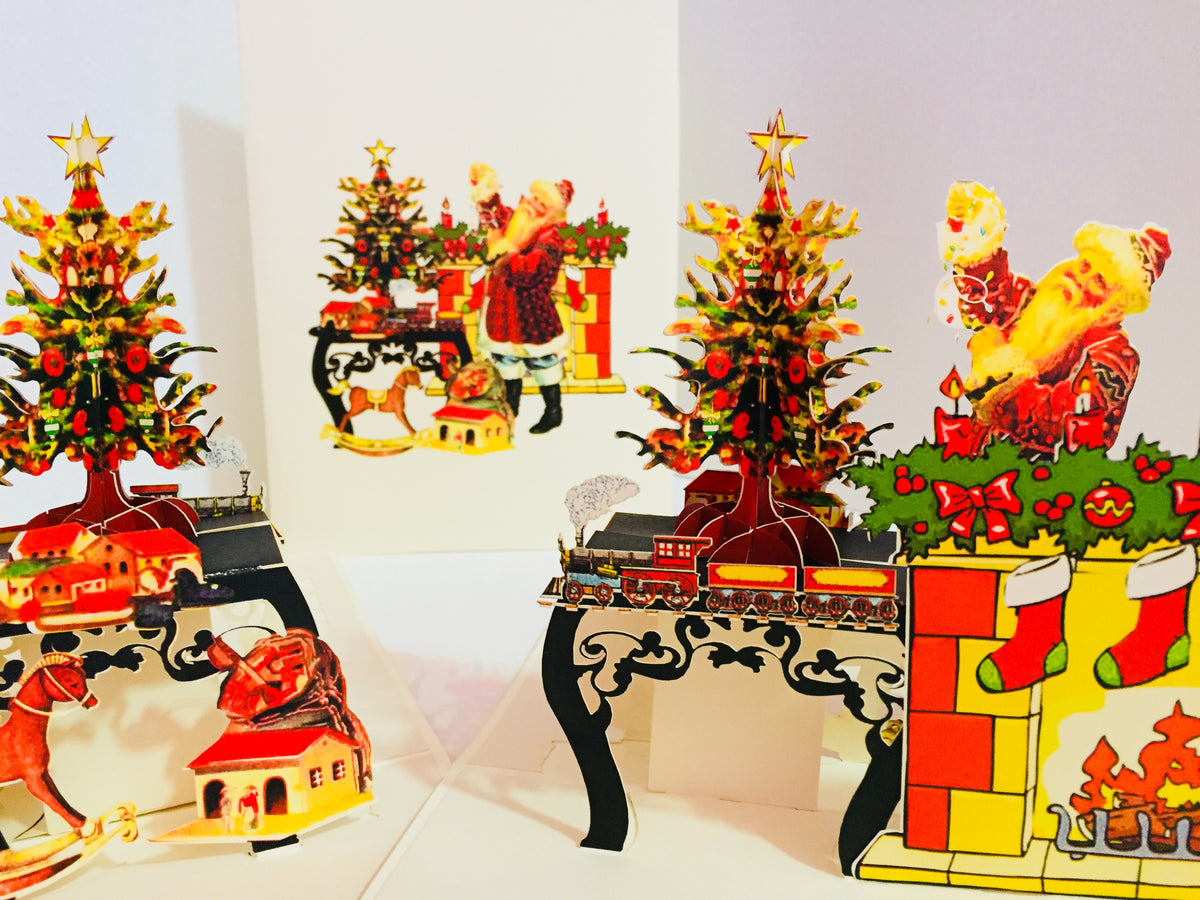 Metallic Christmas Victorian Santa Classic Style Origami Pop Cards 3D Pop Up Greeting Card Merry Christmas Thank You Handmade Best Wishes Blank Card Gift Happy Holidays Celebrate the Special Day