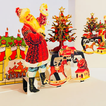 Metallic Christmas Victorian Santa Classic Style Origami Pop Cards 3D Pop Up Greeting Card Merry Christmas Thank You Handmade Best Wishes Blank Card Gift Happy Holidays Celebrate the Special Day
