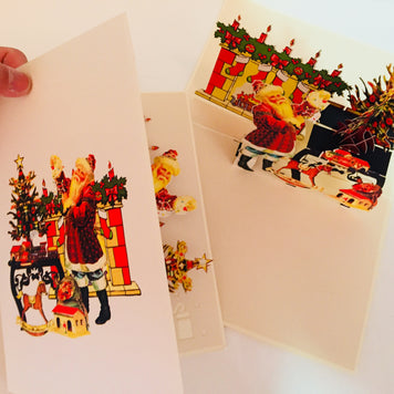 Metallic Christmas Victorian Santa Classic Style Origami Pop Cards 3D Pop Up Greeting Card Merry Christmas Thank You Handmade Best Wishes Blank Card Gift Happy Holidays Celebrate the Special Day
