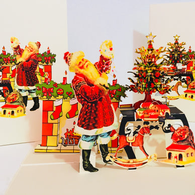Metallic Christmas Victorian Santa Classic Style Origami Pop Cards 3D Pop Up Greeting Card Merry Christmas Thank You Handmade Best Wishes Blank Card Gift Happy Holidays Celebrate the Special Day