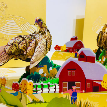 Golden Hen Chicken Origami Pop Cards 3D Pop Up Greeting Card Thank You Handmade Gift Thinking of You Happy Birthday Occasion Australiana Celebrate the Beauty and Happiness During Special Day Best Wishes Gift