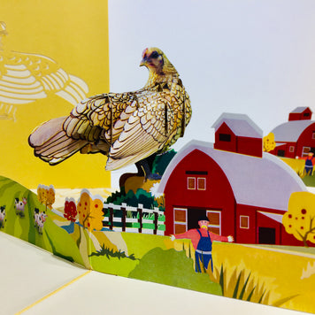 Golden Hen Chicken Origami Pop Cards 3D Pop Up Greeting Card Thank You Handmade Gift Thinking of You Happy Birthday Occasion Australiana Celebrate the Beauty and Happiness During Special Day Best Wishes Gift