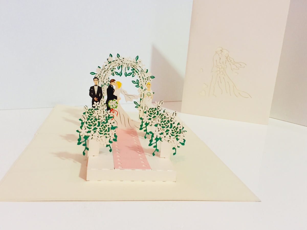 Metallic Ivory Wedding Classic with Bridesmaid & Best Man Origami Pop Cards 3D Pop Up Greeting Card Celebrate Happy Birthday Thank You Handmade Best Wishes Gift Thinking of You for Any Occasion Happy Mother's Day