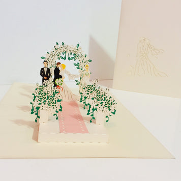 Metallic Ivory Wedding Classic with Bridesmaid & Best Man Origami Pop Cards 3D Pop Up Greeting Card Celebrate Happy Birthday Thank You Handmade Best Wishes Gift Thinking of You for Any Occasion Happy Mother's Day