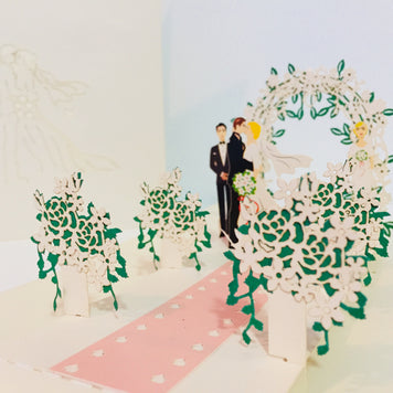 Metallic Pink Wedding Classic with Bridesmaid & Best Man Created by Origami Pop Cards – 3D Pop Up Greeting Cards, Australian Design & Handmade, 3D Pop Up Magical Paper Cards, Handmade Pop Up Cards Celebrate Love Anniversary Heart Fell and Romantic