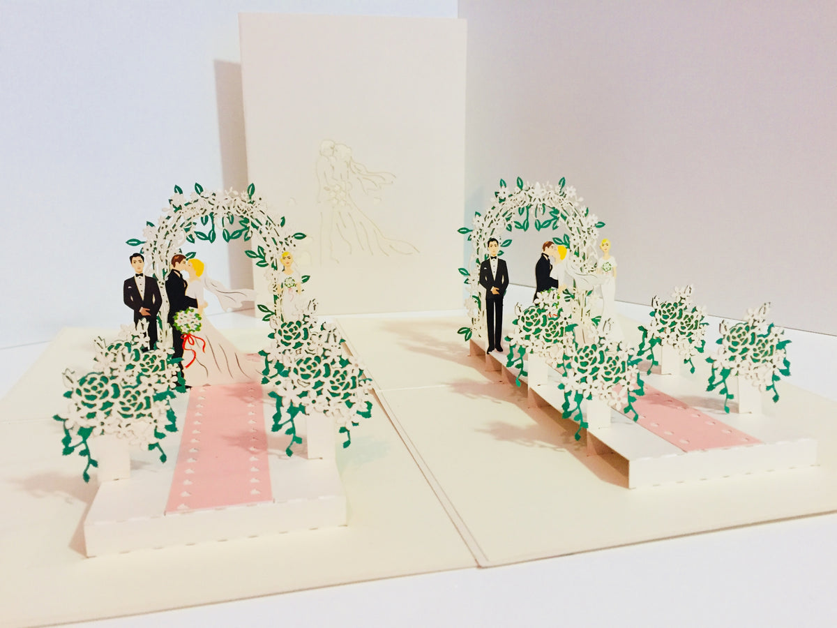 Metallic Ivory Wedding Classic with Bridesmaid & Best Man Origami Pop Cards 3D Pop Up Greeting Card Celebrate Happy Birthday Thank You Handmade Best Wishes Gift Thinking of You for Any Occasion Happy Mother's Day