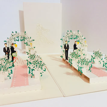 Metallic Ivory Wedding Classic with Bridesmaid & Best Man Origami Pop Cards 3D Pop Up Greeting Card Celebrate Happy Birthday Thank You Handmade Best Wishes Gift Thinking of You for Any Occasion Happy Mother's Day