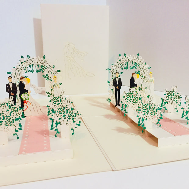 Metallic Ivory Wedding Classic with Bridesmaid & Best Man Origami Pop Cards 3D Pop Up Greeting Card Celebrate Happy Birthday Thank You Handmade Best Wishes Gift Thinking of You for Any Occasion Happy Mother's Day