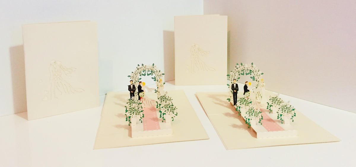 Metallic Ivory Wedding Classic with Bridesmaid & Best Man Origami Pop Cards 3D Pop Up Greeting Card Celebrate Happy Birthday Thank You Handmade Best Wishes Gift Thinking of You for Any Occasion Happy Mother's Day