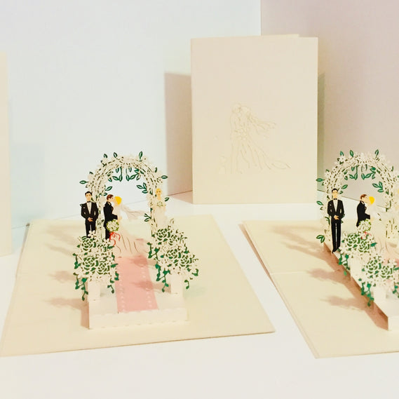 Metallic Ivory Wedding Classic with Bridesmaid & Best Man Origami Pop Cards 3D Pop Up Greeting Card Celebrate Happy Birthday Thank You Handmade Best Wishes Gift Thinking of You for Any Occasion Happy Mother's Day