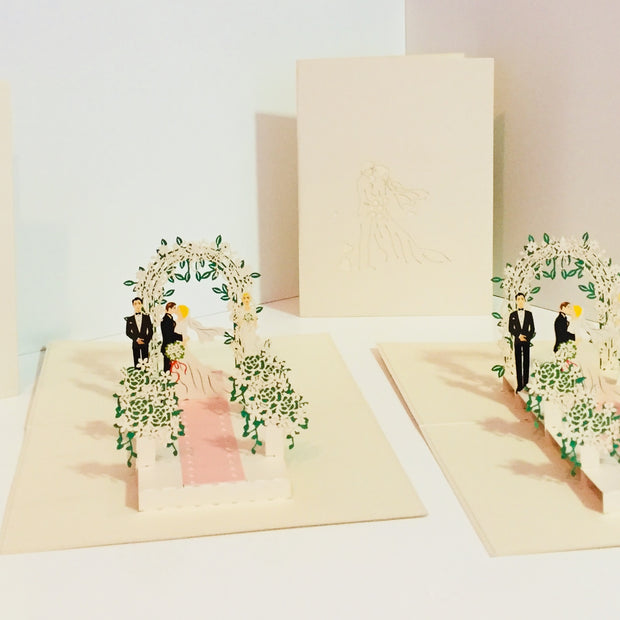 Metallic Ivory Wedding Classic with Bridesmaid & Best Man Origami Pop Cards 3D Pop Up Greeting Card Celebrate Happy Birthday Thank You Handmade Best Wishes Gift Thinking of You for Any Occasion Happy Mother's Day