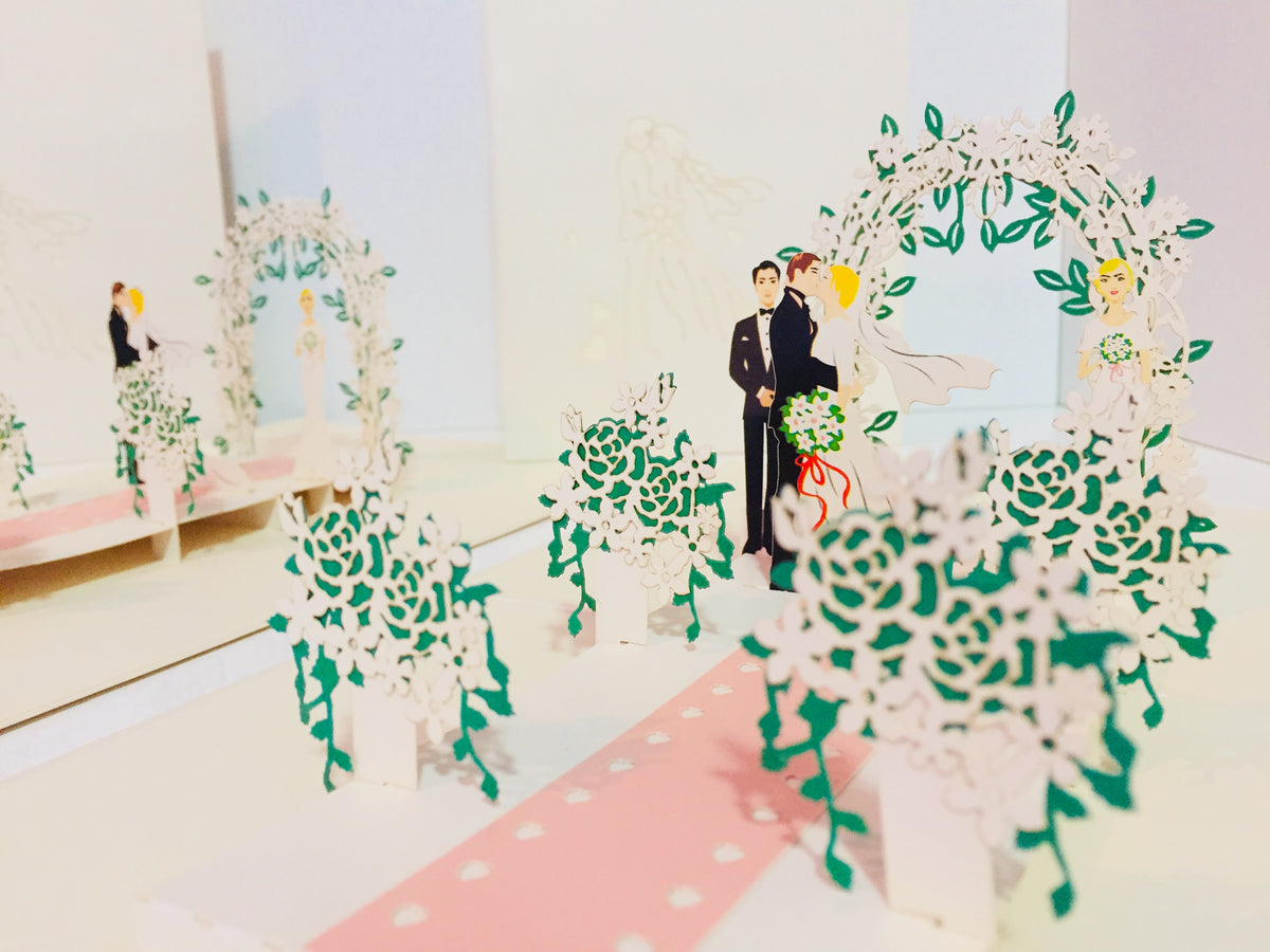 Metallic Ivory Wedding Classic with Bridesmaid & Best Man Origami Pop Cards 3D Pop Up Greeting Card Celebrate Happy Birthday Thank You Handmade Best Wishes Gift Thinking of You for Any Occasion Happy Mother's Day