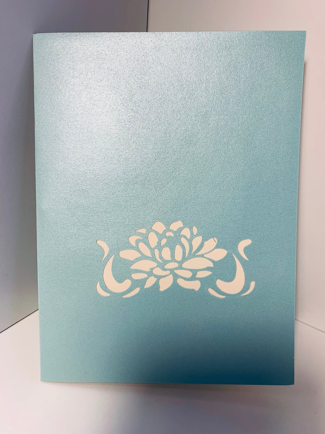 Metallic Peaceful Blue & White Lotus Origami Pop Cards 3D Pop Up Greeting Card Happy Birthday Thank You Handmade Gift Thinking of You Blank Card for Any Occasion Happy Mother's Day Happy Father's Australiana Celebrate the Beauty of Flower