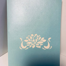 Metallic Peaceful Blue & White Lotus Origami Pop Cards 3D Pop Up Greeting Card Happy Birthday Thank You Handmade Gift Thinking of You Blank Card for Any Occasion Happy Mother's Day Happy Father's Australiana Celebrate the Beauty of Flower